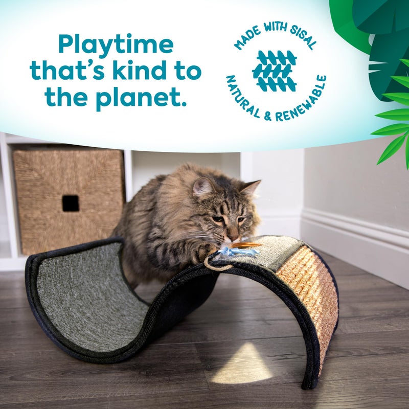 Petlinks Instincts by SmartyKat Dream Curl Carpet & Sisal Cat Scratcher, Dual-Surface Curl for Scratching, Lounge & Hide for Cats & Kittens, Gray & Denim, One Size - Image 5